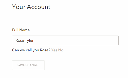 A screenshot of how Skylight guesses your name on the Settings page