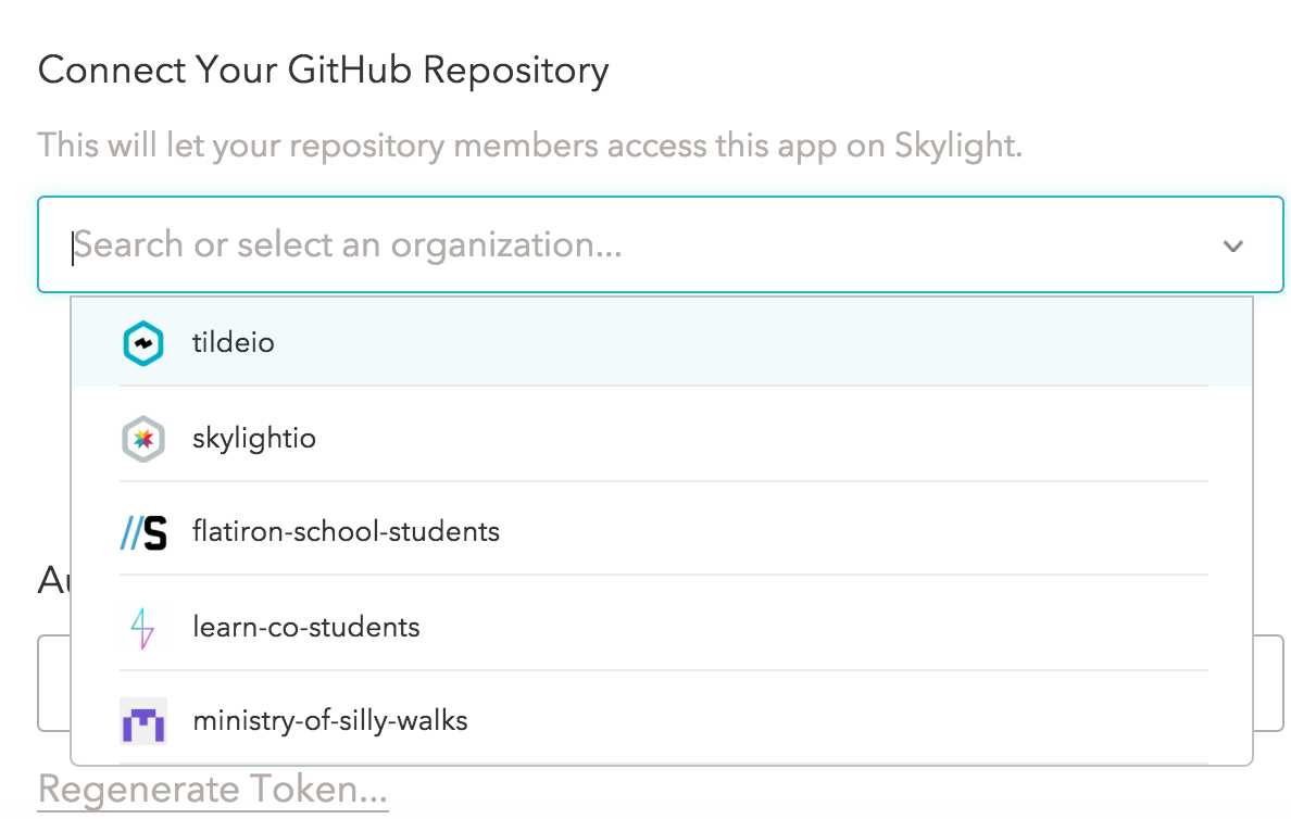 Choosing an organization in Skylight