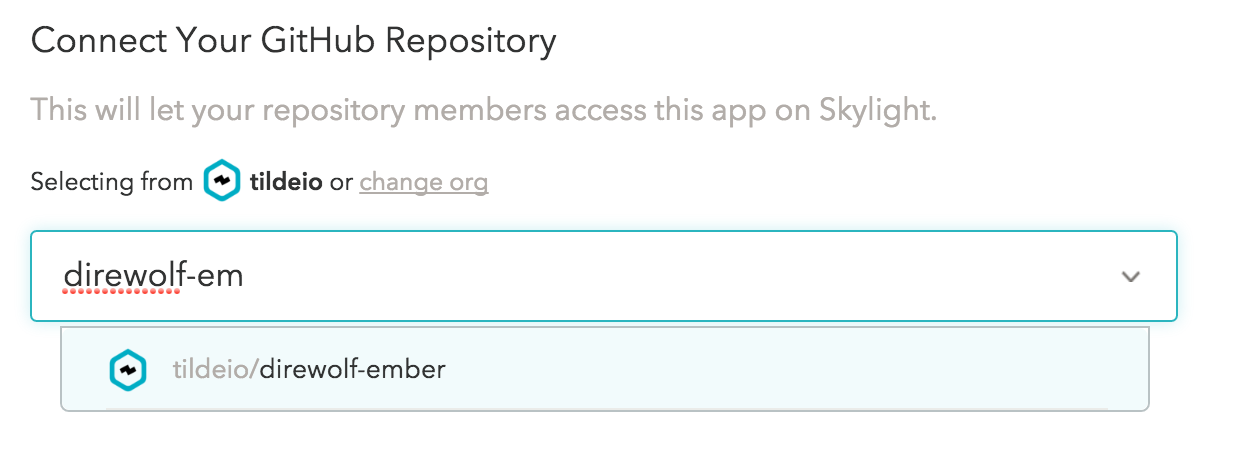 Choosing a repo in Skylight